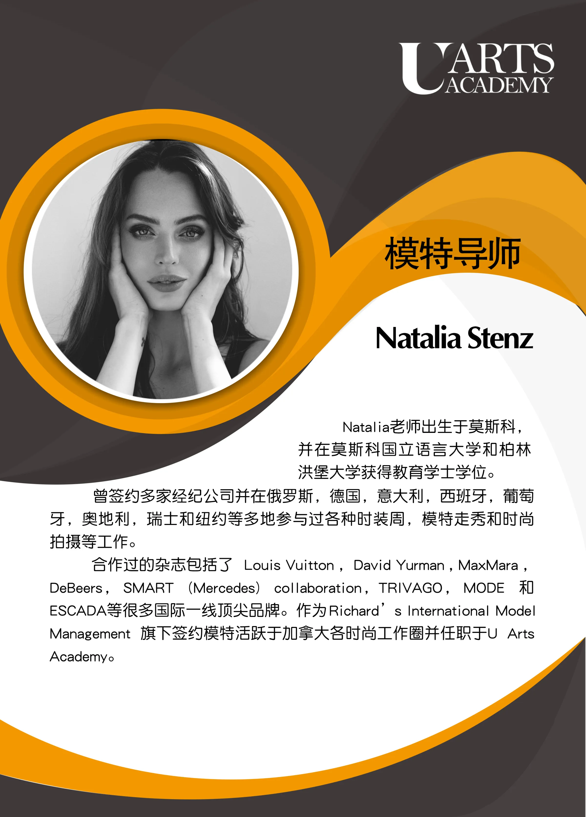Natalia Stenz 模特导师 介绍卡片
