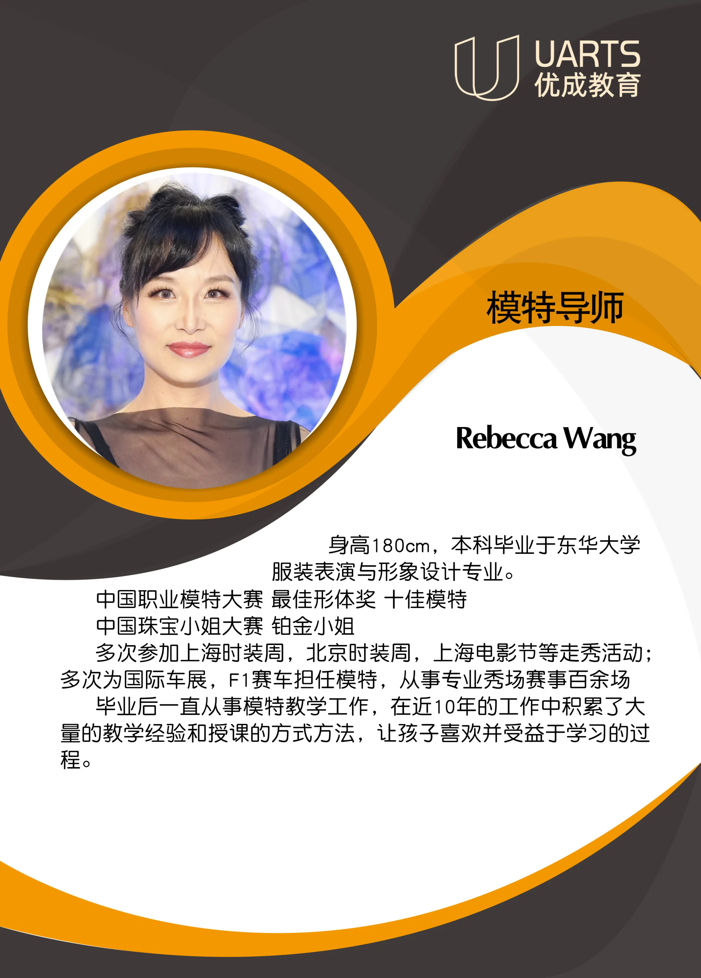 Rebecca Wang 模特导师 介绍卡片